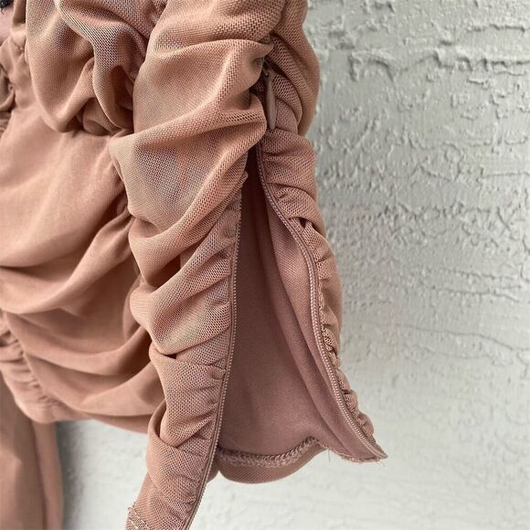 Forever 21 Women's Chiffon Peasant Sleeve Cropped Blouse Size L - Picture 8 of 9